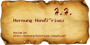 Hornung Honóriusz névjegykártya